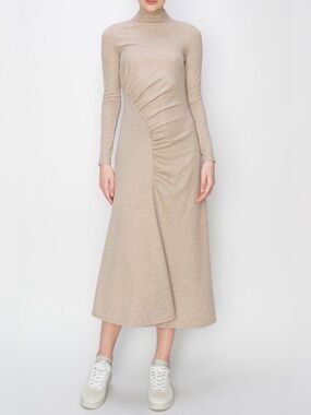 Melloday Ruched Side Slit Midi Dress